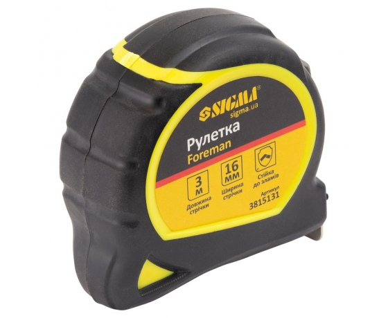 Фото 10 - Рулетка Foreman 3м×16мм без ремешка SIGMA (3815131)