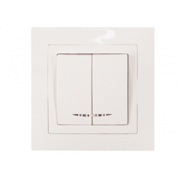 Выключатель двойной с подсветкой Luxel BRAVO (5006) белый