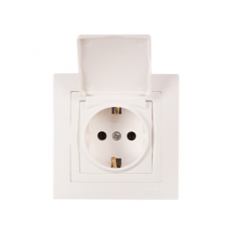 Розетка с заземлением и крышкой Luxel BRAVO (5011) белая