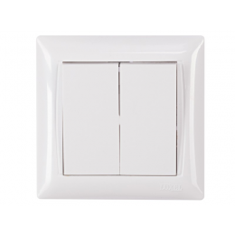 Выключатель двойной Luxel PRIMERA (3003) белый