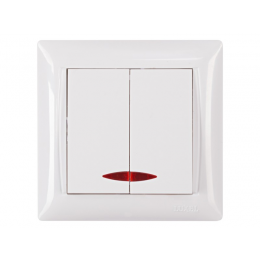 Выключатель двойной с подсветкой Luxel PRIMERA (3006) белый