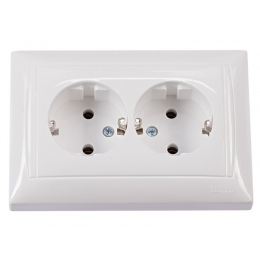 Розетка двойная с заземлением Luxel PRIMERA (3008) белая