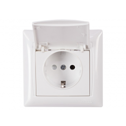 Розетка с заземлением и крышкой Luxel PRIMERA (3011) белая