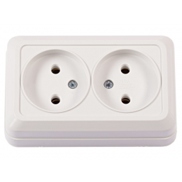 Наружная двойная розетка Luxel OPERA (2007) белая