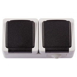 Блок розетка с/з и крышкой + розетка с/з и крышкой Luxel DEBUT (6541)