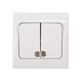 двойной выключатель с подсветкой Luxel FAIRY (4006) белый