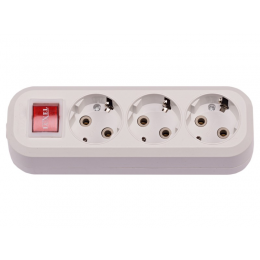 Колодка Luxel 3 розетки с заземлением и выключателем (7231)