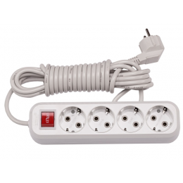 Сетевой удлинитель Luxel 4 розетки 5М с заземлением и выключателем (7255)
