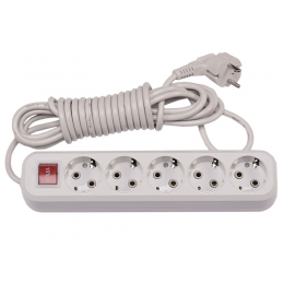 Сетевой удлинитель Luxel 5 розеток 5М с заземлением и выключателем (7275) id-58517