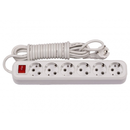 Сетевой удлинитель Luxel 6 розеток 3М с заземлением и выключателем (7283)