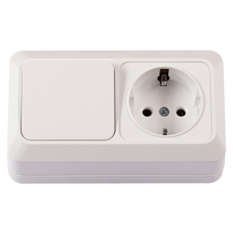 Блок розетка с/з+выключатель Luxel OPERA (2042)