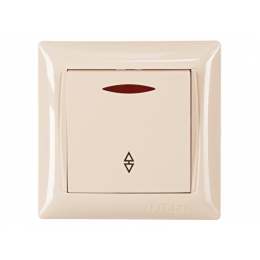 Выключатель проходной с подсветкой Luxel PRIMERA (3316) кремовый