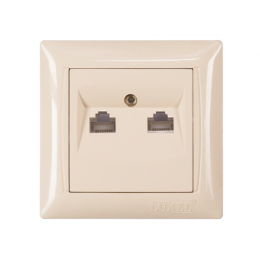 Компьютерная розетка двойная Luxel PRIMERA (3328) кремовая