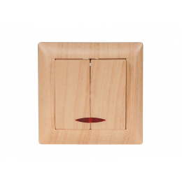 Выключатель двойной с подсветкой Luxel PRIMERA (3806) сосна