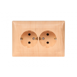 Розетка двойная с заземлением Luxel PRIMERA (3808) сосна