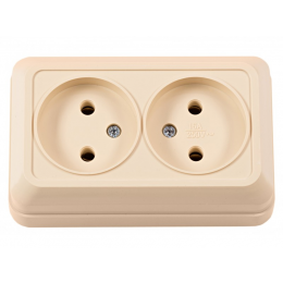 Наружная двойная розетка Luxel OPERA (2307) кремовая
