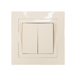 Выключатель двойной Luxel BRAVO (5303) кремовый