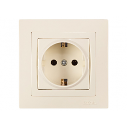 Розетка с заземлением Luxel BRAVO (5304) кремовая