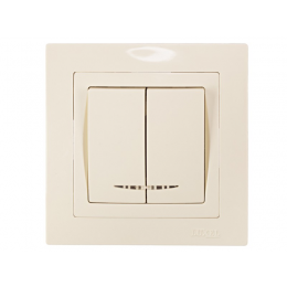 Выключатель двойной с подсветкой Luxel BRAVO (5306) кремовый