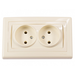 Розетка двойная Luxel BRAVO (5307) кремовая