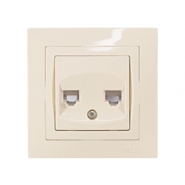 Розетка телефонная двойная Luxel BRAVO (5314) кремовая