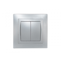 Выключатель двойной Luxel BRAVO (5503) серебряный