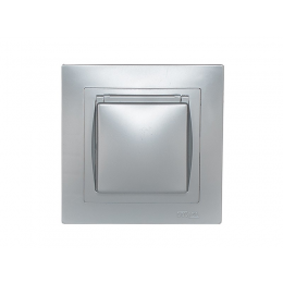 Розетка с заземлением и крышкой Luxel BRAVO (5511) серебряная