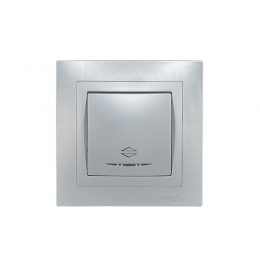 Выключатель проходной с подсветкой Luxel BRAVO (5516) серебряный