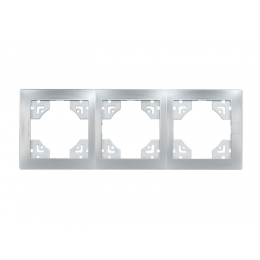 Рамка 3-я горизонтальная Luxel BRAVO (5523) серебряная