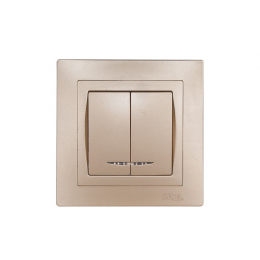 Выключатель двойной с подсветкой Luxel BRAVO (5606) платиновый