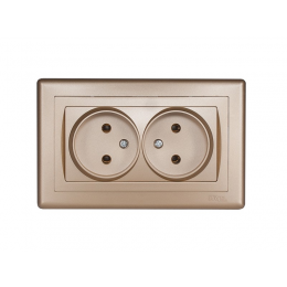 Розетка двойная Luxel BRAVO (5607) платиновая
