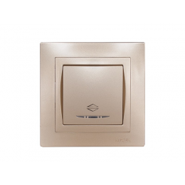 Выключатель проходной с подсветкой Luxel BRAVO (5616) платиновый