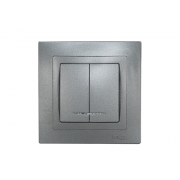 Выключатель двойной с подсветкой Luxel BRAVO (5706) графитовый