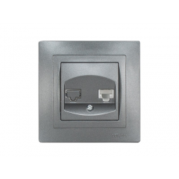 Розетка телефонная Luxel BRAVO (5710) графитовая