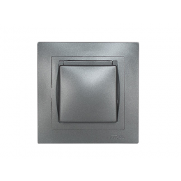 Розетка с заземлением и крышкой Luxel BRAVO (5711) графитовая