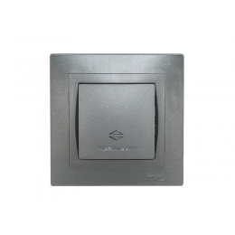 Выключатель проходной с подсветкой Luxel BRAVO (5716) графитовый
