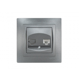 Компьютерная розетка Luxel BRAVO (5727) графитовая