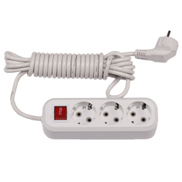 Сетевой удлинитель Luxel 3 розетки 2М с заземлением и выключателем (7232)