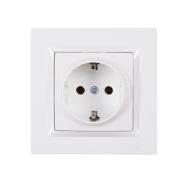 Розетка с заземлением Luxel JAZZ (9004) белая