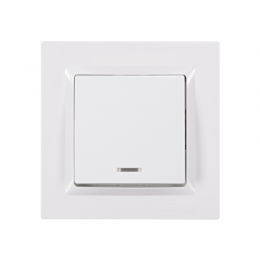 Выключатель с подсветкой Luxel JAZZ (9005) белый