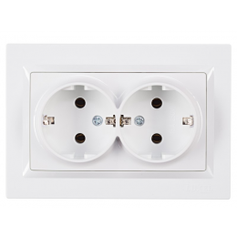 Розетка двойная с заземлением Luxel JAZZ (9008) белая