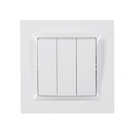 Выключатель тройной Luxel JAZZ (9013) белый