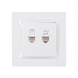 Розетка телефонная двойная Luxel JAZZ (9014) белая