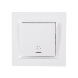 Выключатель проходной с подсветкой Luxel JAZZ (9016) белый