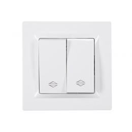 Выключатель проходной  двойной Luxel JAZZ (9019) белый