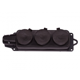 Колодка каучуковая Luxel 3 розетки с заземлением (1133)