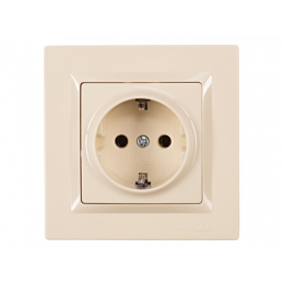 Розетка с заземлением Luxel JAZZ (9304) кремовая