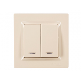 Выключатель двойной с подсветкой Luxel JAZZ (9306) кремовый
