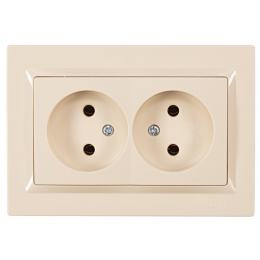 Розетка двойная Luxel JAZZ (9307) кремовая