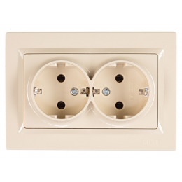 Розетка двойная с заземлением Luxel JAZZ (9308) кремовая